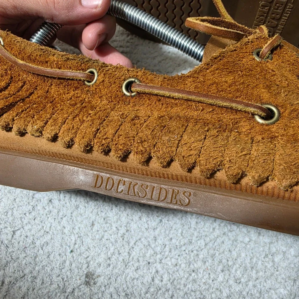 VTG Sebago Ronnie Fieg Mens 9.5 Boat Shoes Beige Suede Fringe Docksides Loafers